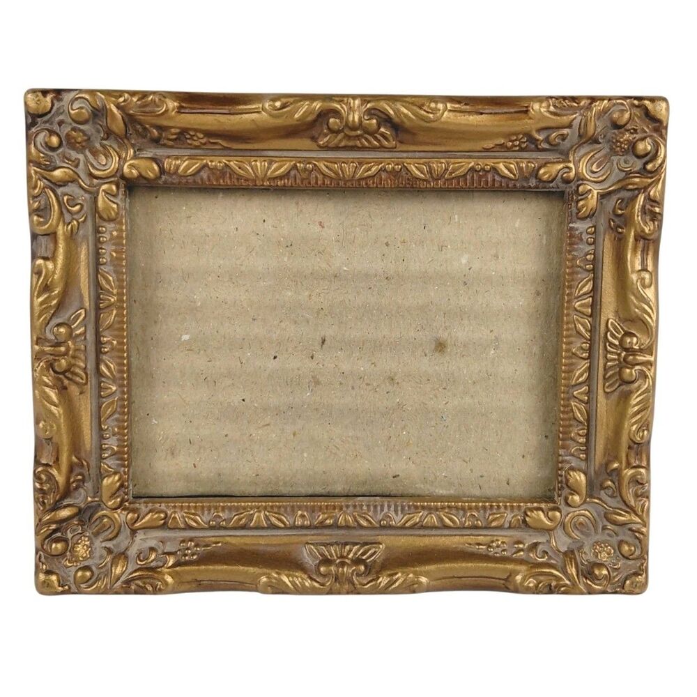 Vintage Ornate Baroque Gold Gilt Frame Miniature 3.5x4.5"